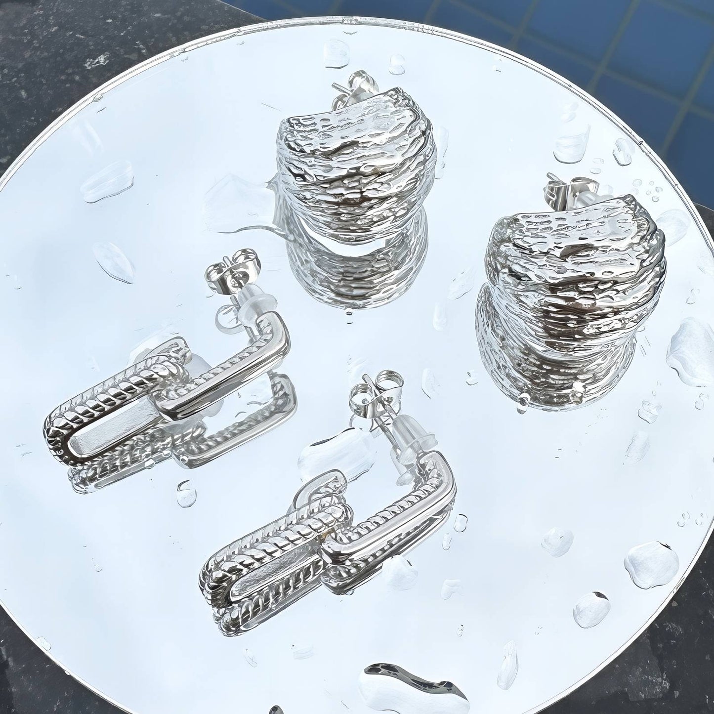 Stainless Steel Fashion Rectangle Loop Earrings