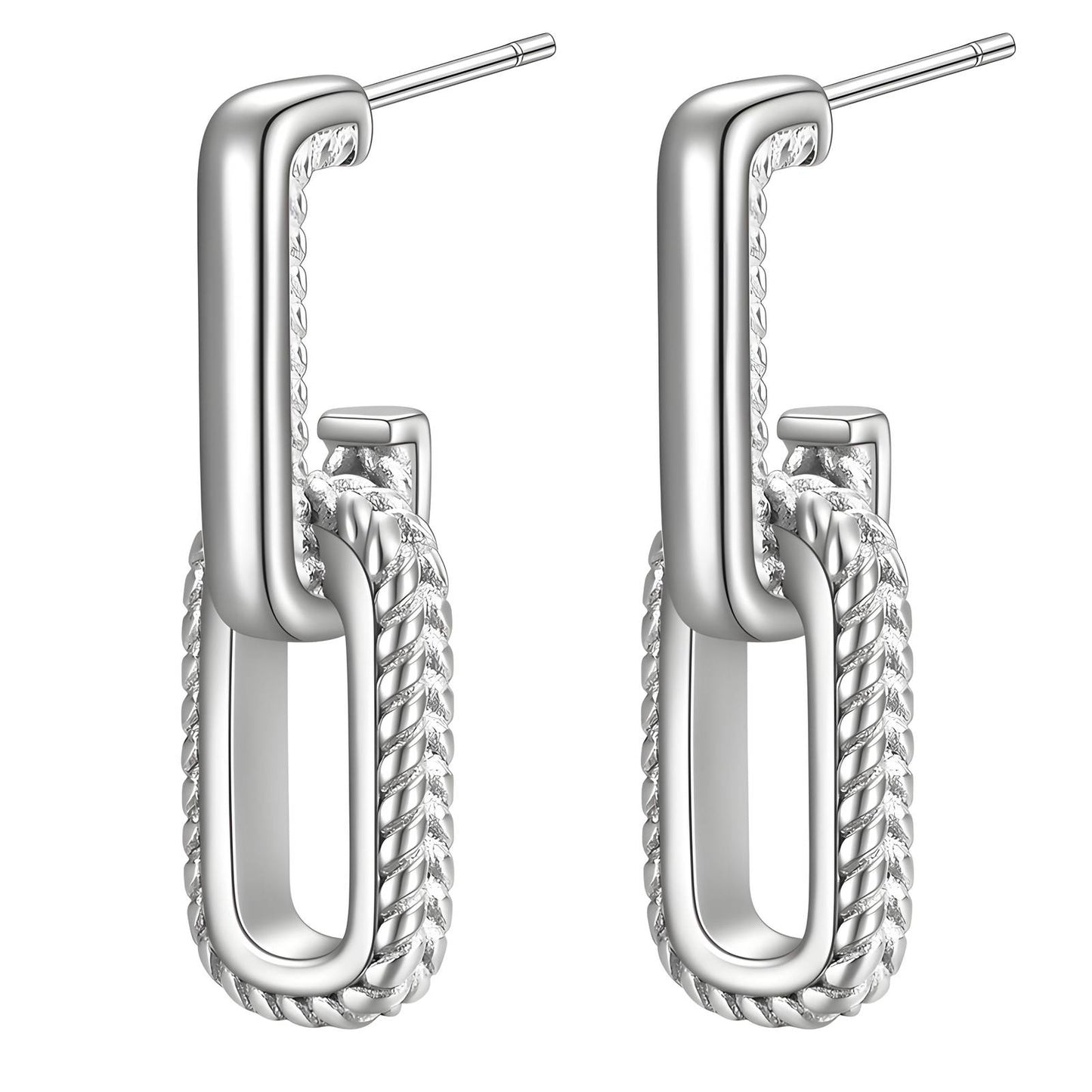 Stainless Steel Fashion Rectangle Loop Earrings