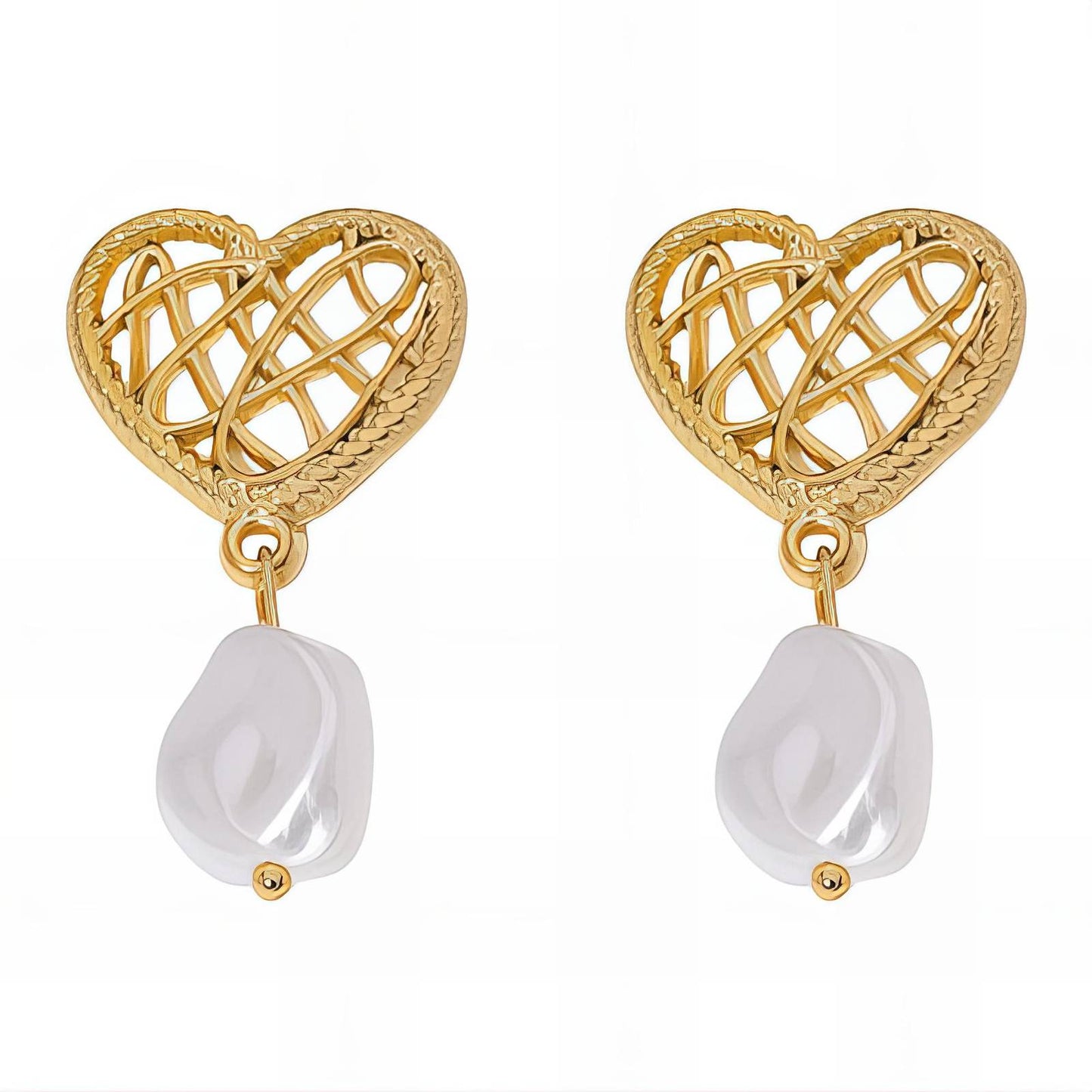 18K Gold Plated Stainless Steel Hearts Earring