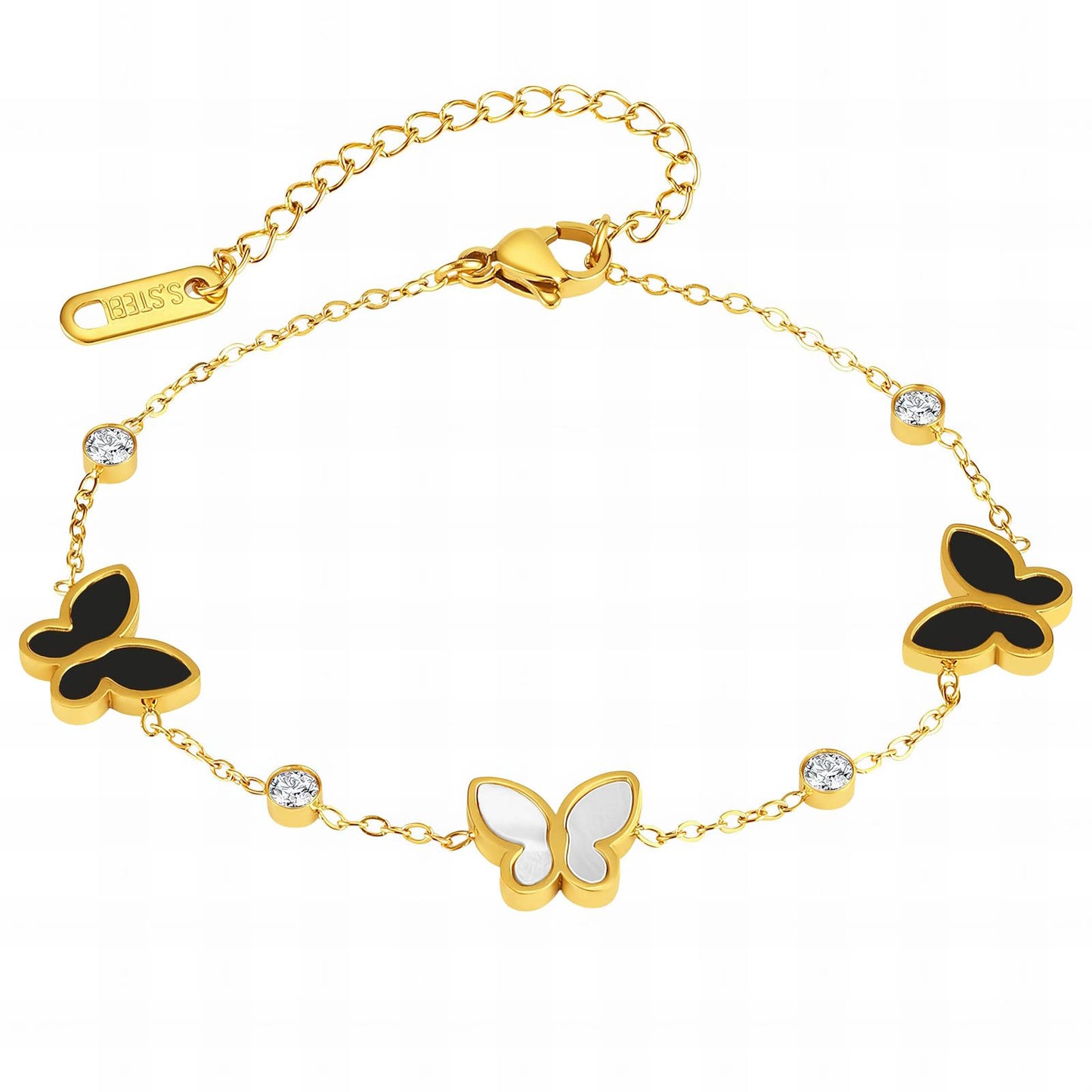 18K Gold Plated Stainless Steel Butterflies Bracelet