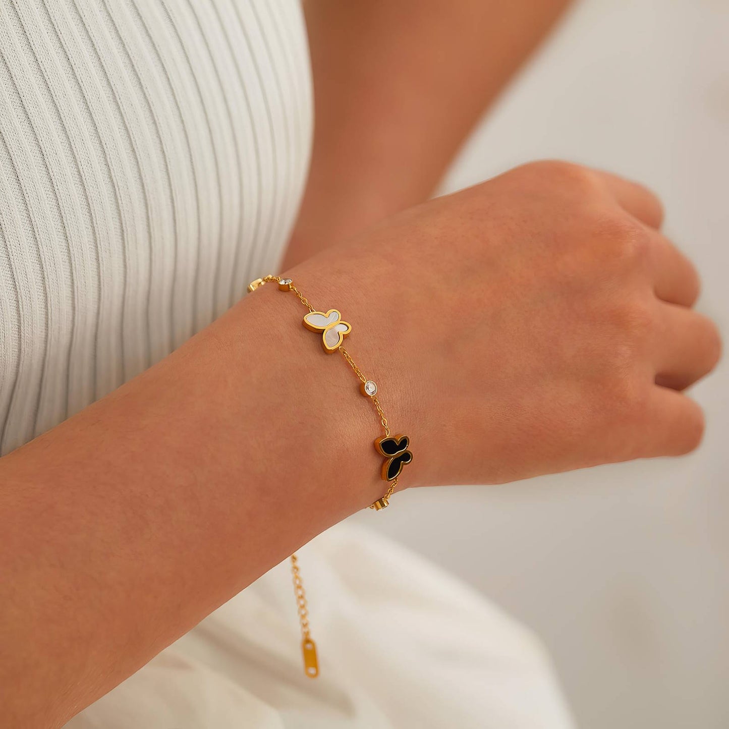 18K Gold Plated Stainless Steel Butterflies Bracelet