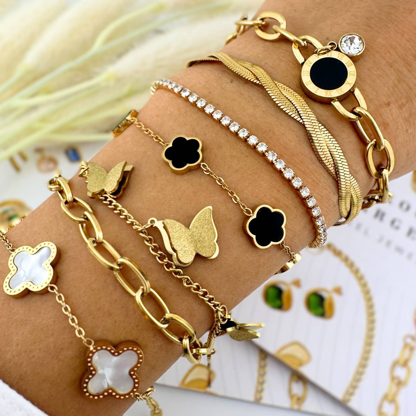 18K Gold Plated Stainless Steel Butterflies Bracelet