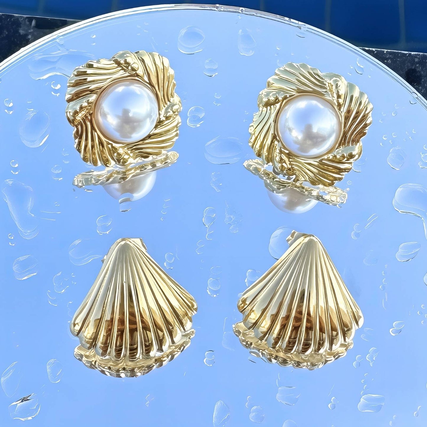 18K Gold Plated Stainless Steel Seashells Earrings