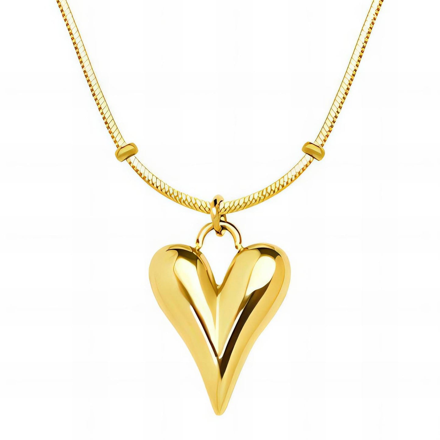 18K Gold Plated Stainless Steel Solid Heart Necklace