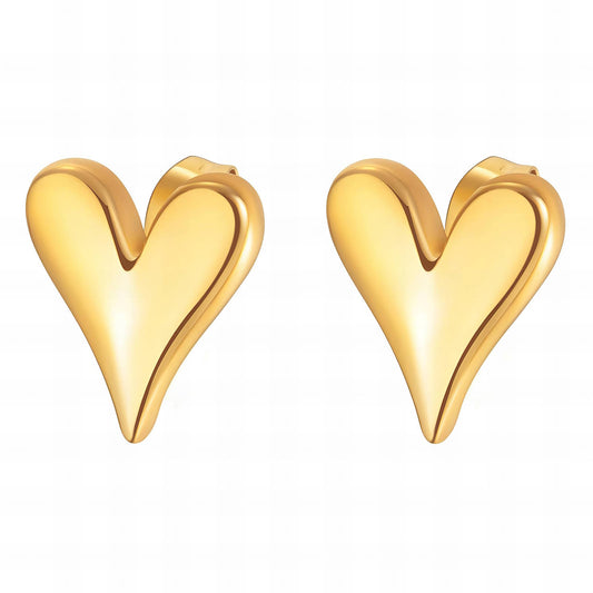 18K Gold Plated Stainless Steel Hearts Earrings