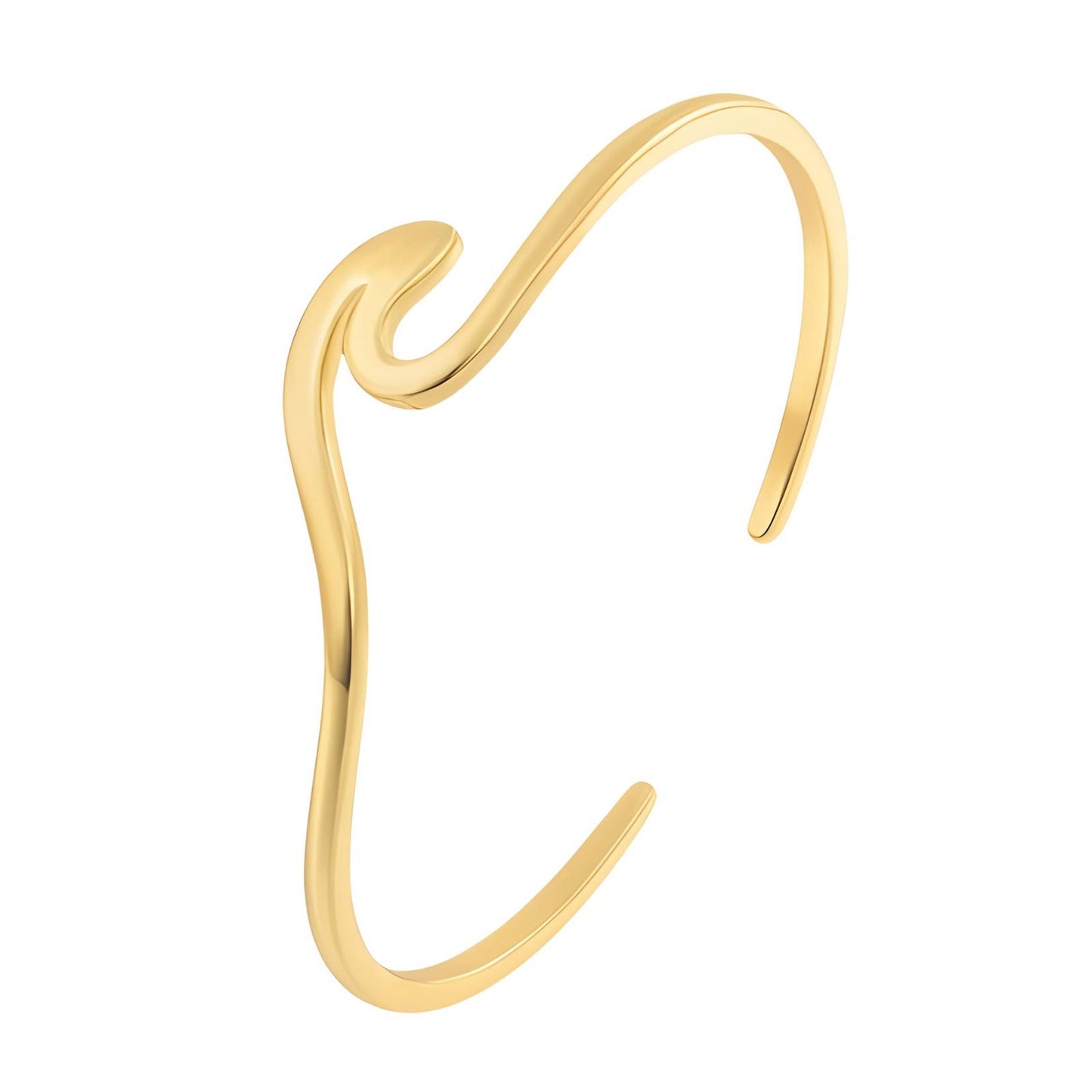 18K Gold Plated Stainless Steel Wave Bangle Bracelet