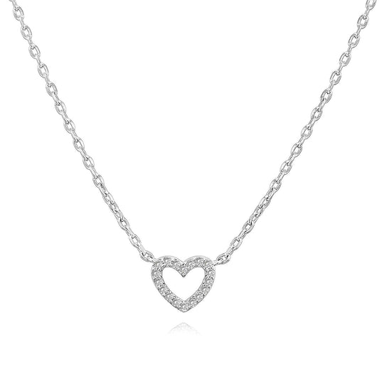 Stainless Steel Hearts Necklace With Cubic Zirconia Crystals