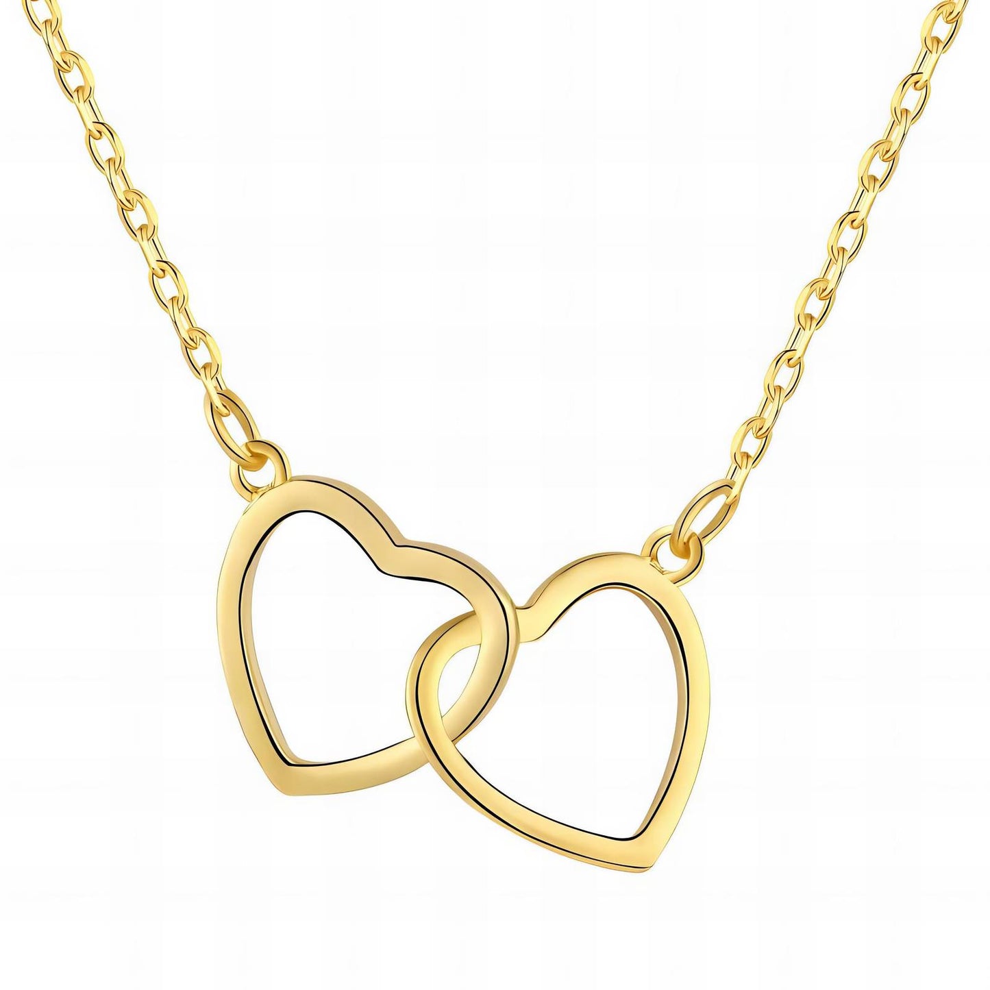 18K Gold Plated Stainless Steel Double Heart Necklace