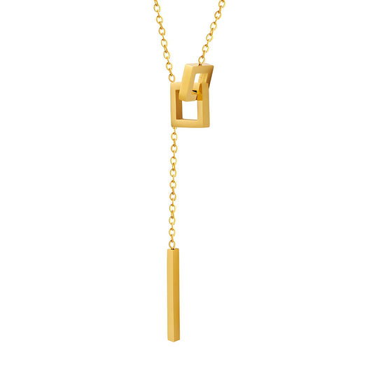 18K Gold Plated Stainless Steel Square Lock Necklace