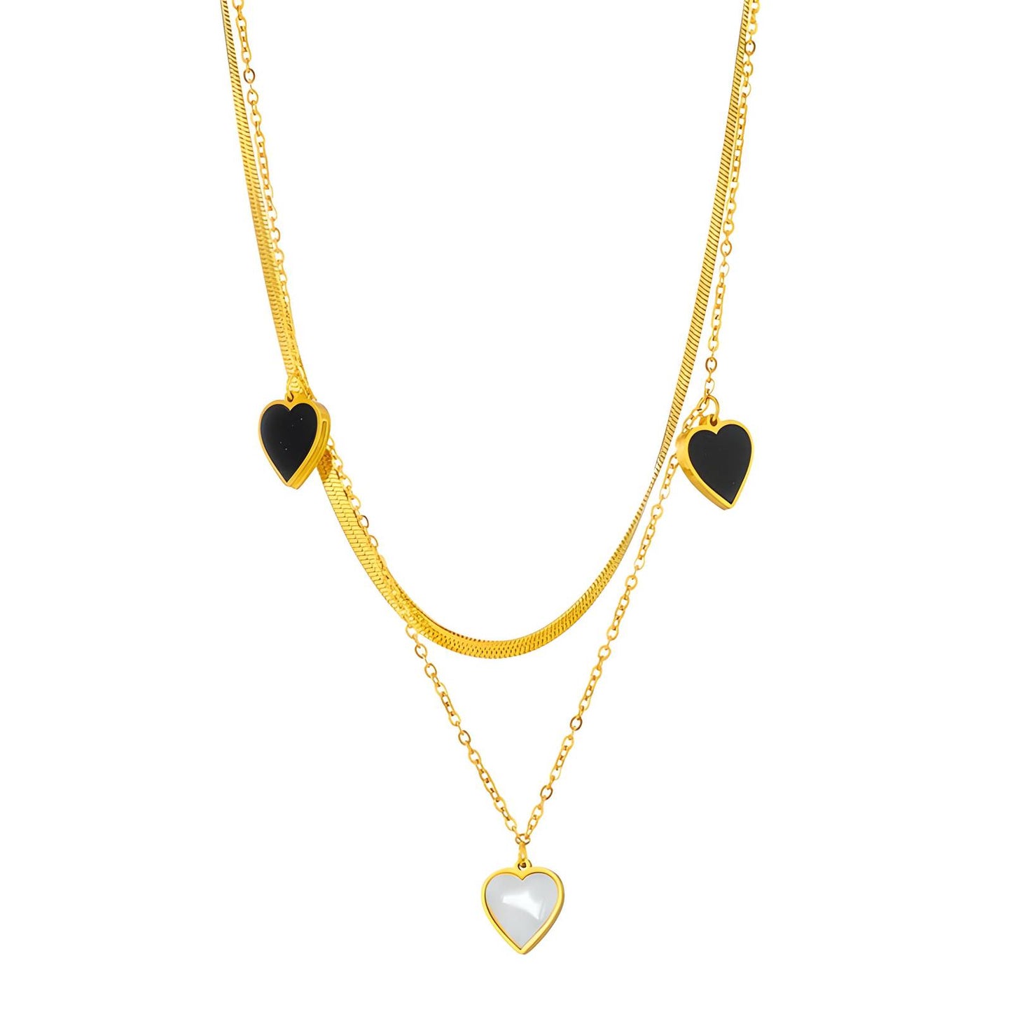 18K Gold Plated Stainless Steel Hearts Necklace