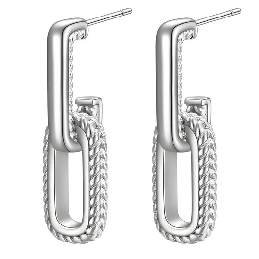 Stainless Steel Fashion Rectangle Loop Earrings