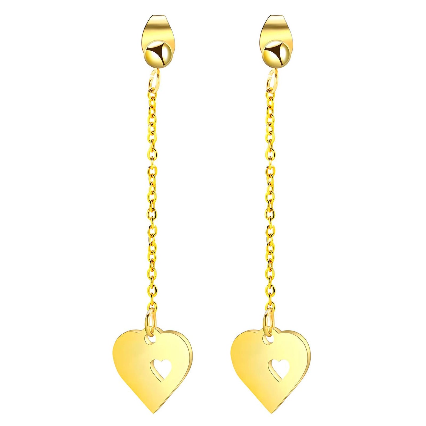 18K Gold Plated Stainless Steel Hearts Earrings