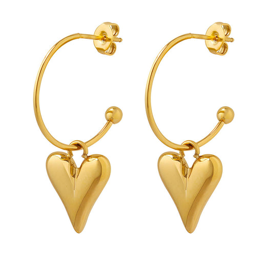 18K Gold Plated Stainless Steel Hearts Earrings