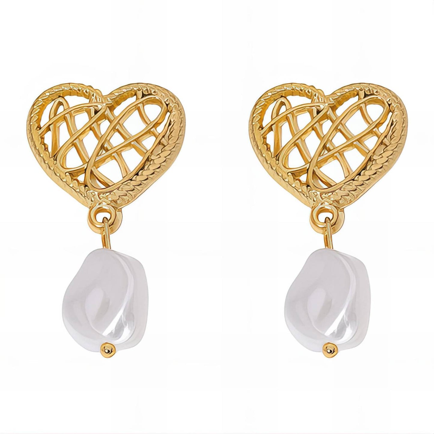 18K Gold Plated Stainless Steel Hearts Earring