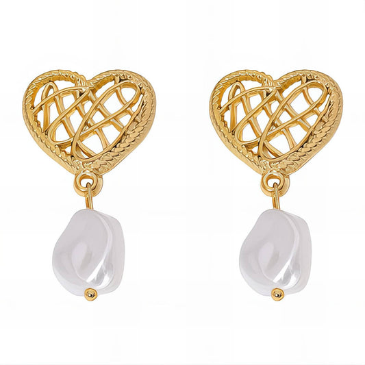 18K Gold Plated Stainless Steel Hearts Earring