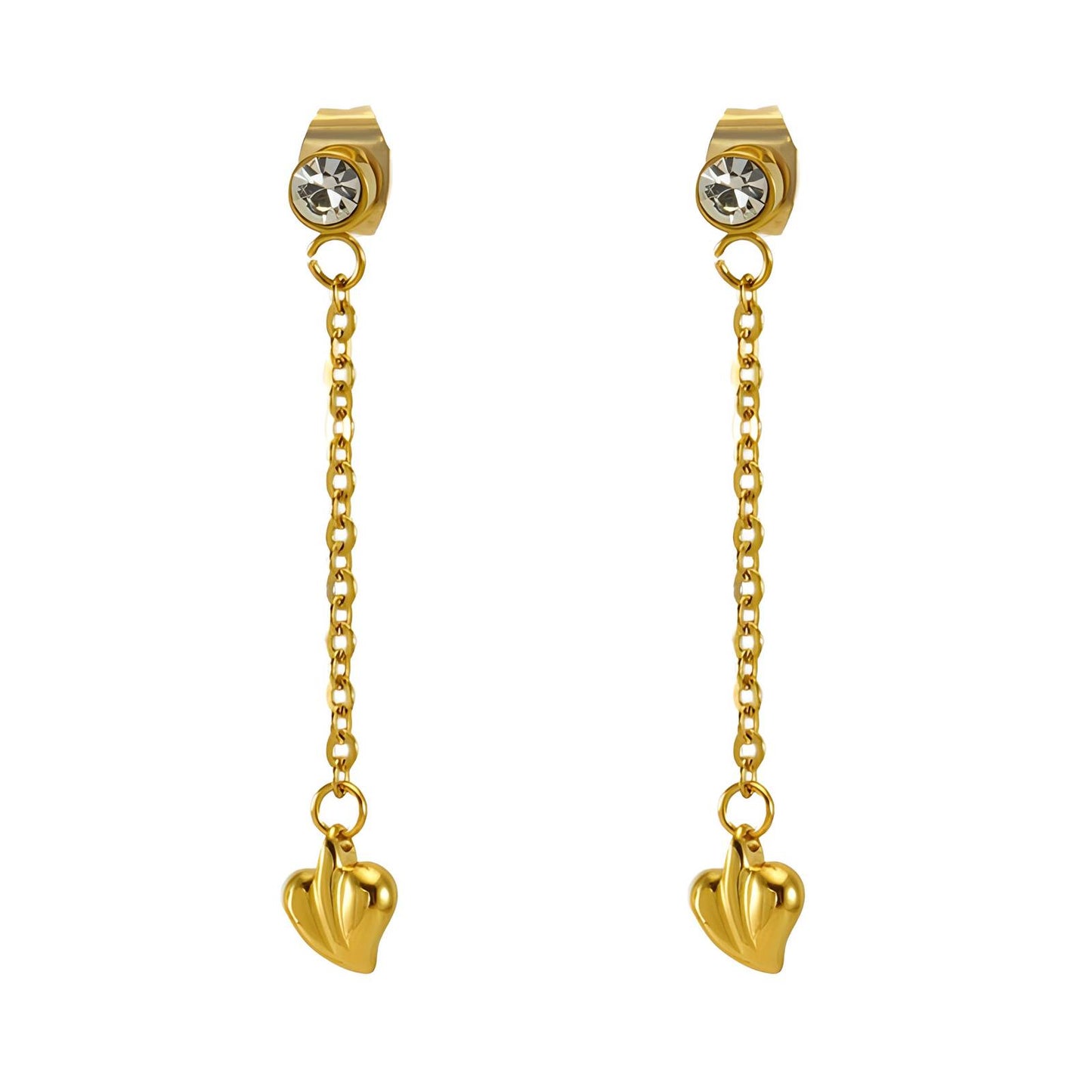 18K Gold Plated Stainless Steel Hearts Earrings