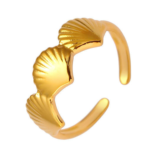 18K Gold Plated Stainless Steel Shells Finger Ring