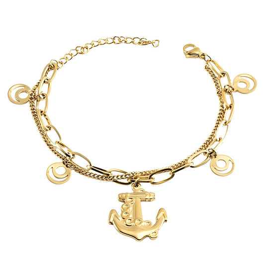 18K Gold Plated Stainless Steel Anchor Bracelet