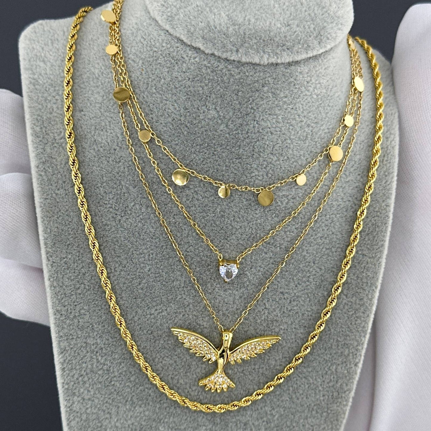 18K Gold Plated Stainless Steel Bird Necklace