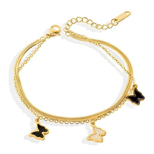 18K Gold Plated Stainless Steel Butterflies Bracelet