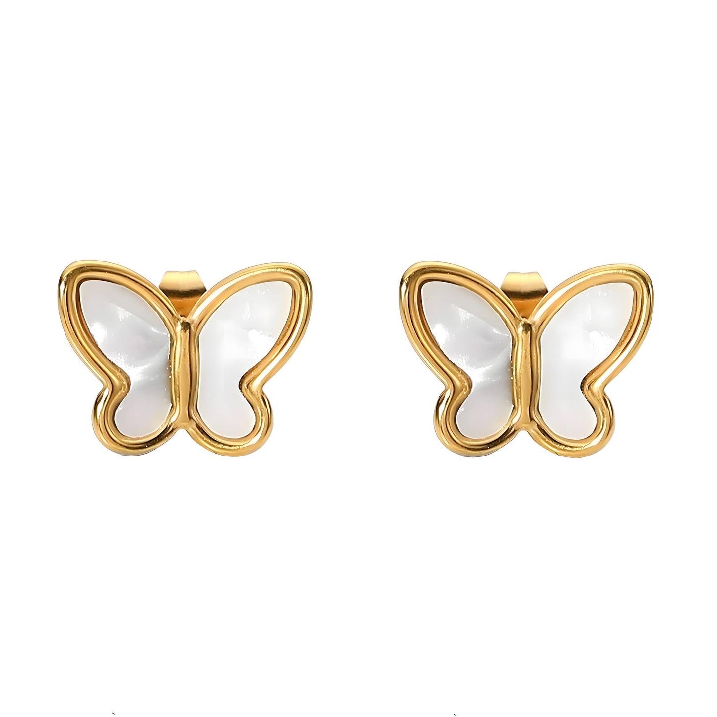 18K Gold Plated Stainless Steel Butterflies Earrings