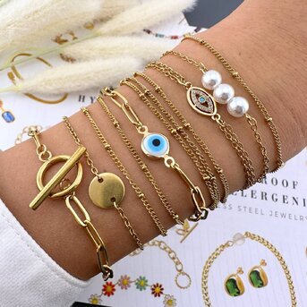 18K Gold Plated Stainless Steel Evil Eye Bracelet