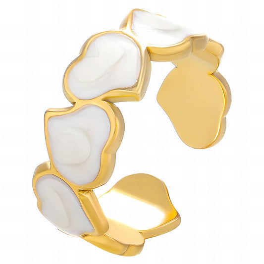 18K Gold Plated Stainless Steel Enamel Heart Ring