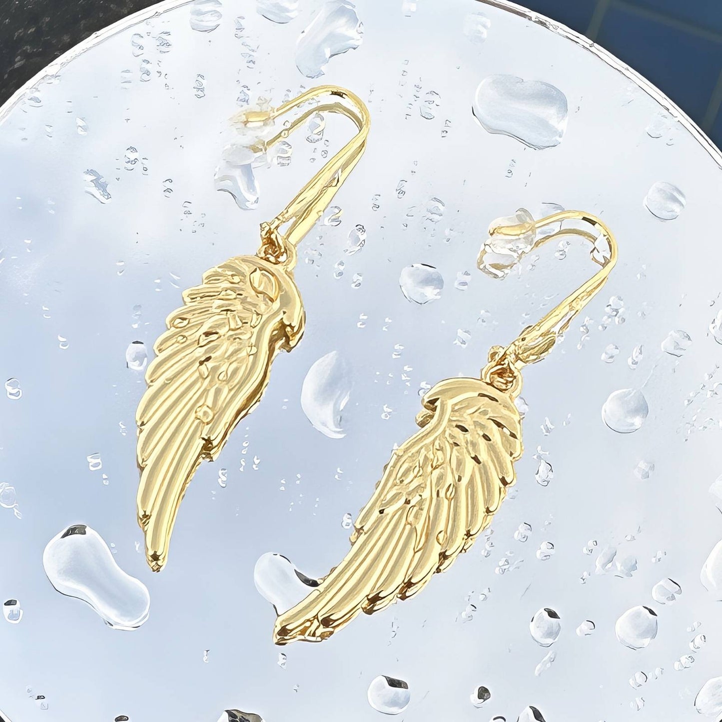 18K Gold Plated Stainless Steel Feathers Earrings