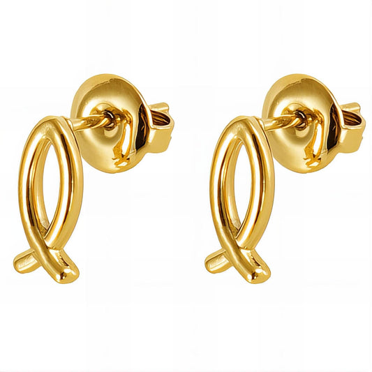 18K Gold Plated Stainless Steel Fishs Earrings