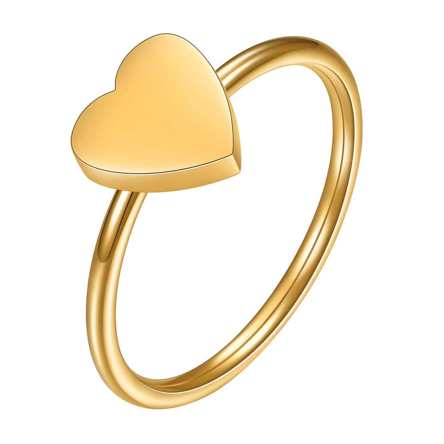 18K Gold Plated Stainless Steel Heart  Ring Size 8